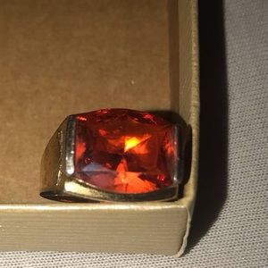 Gold & Red ring with silver diamonds on the sides!